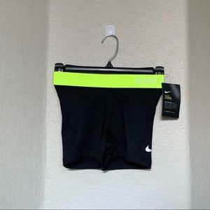 Nike Pro Spandex Shorts Neon Yellow Waistband